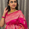 Gossamer Dark Pink Soft Banarasi Silk Saree With Imaginative Blouse Piece