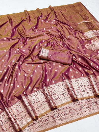 Resonant Pink Soft Banarasi Silk Saree With Lassitude Blouse Piece
