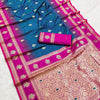 Seraphic Blue Soft Banarasi Silk Saree With Mellifluous Blouse Piece