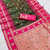 Surpassing Green Soft Banarasi Silk Saree With Zephyr Blouse Piece