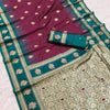 Desuetude Wine Soft Banarasi Silk Saree With Most Stunning Blouse Piece