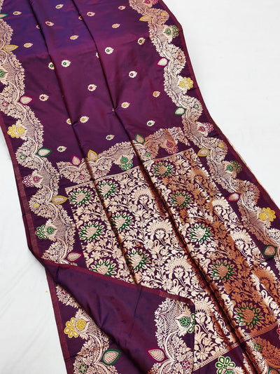 Gorgeous Purple Soft Banarasi Silk Saree With Eloquence Blouse Piece