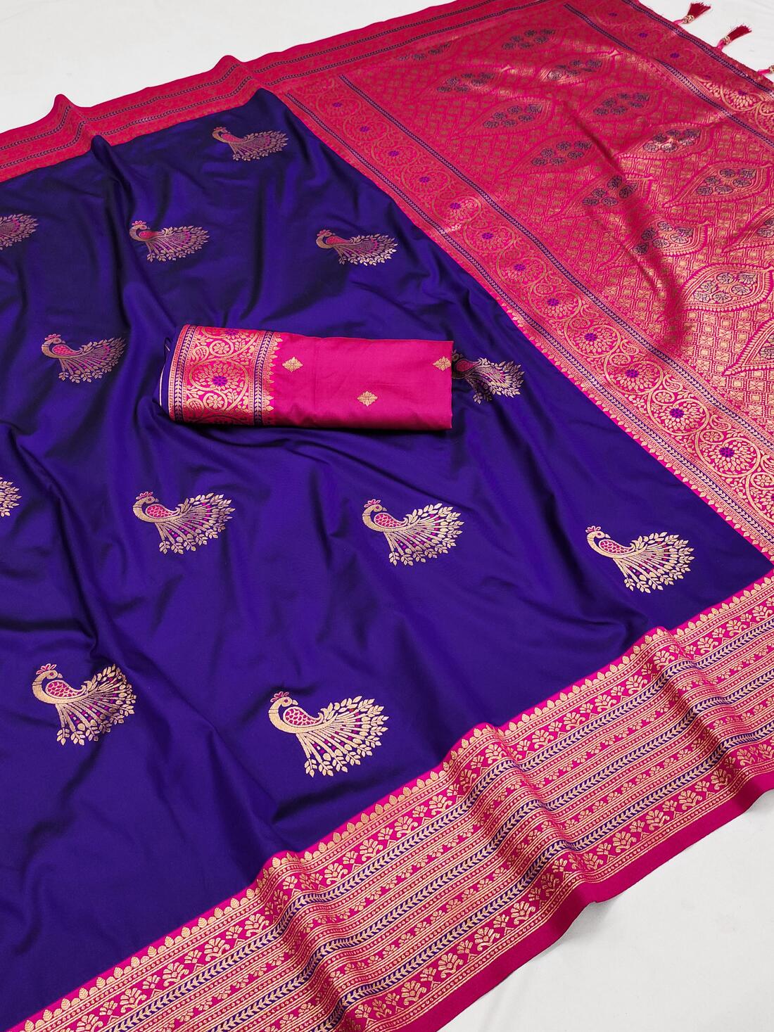 Attractive Royal Blue Paithani Silk Saree With Tempting Blouse Piece