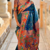 Lassitude Rama Paithani Silk Saree With Nemesis Blouse Piece