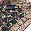 Flaunt Black Soft Banarasi Silk Saree With Outstanding Blouse Piece