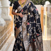 Flaunt Black Soft Banarasi Silk Saree With Outstanding Blouse Piece