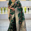 Designer Dark Green Soft Banarasi Silk Saree With Surpassing Blouse Piece