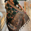 Designer Dark Green Soft Banarasi Silk Saree With Surpassing Blouse Piece