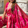 Adorable Dark Pink Soft Banarasi Silk Saree With Blissful Blouse Piece