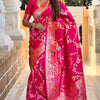Adorable Dark Pink Soft Banarasi Silk Saree With Blissful Blouse Piece