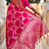 Adorable Dark Pink Soft Banarasi Silk Saree With Blissful Blouse Piece