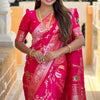 Adorable Dark Pink Soft Banarasi Silk Saree With Blissful Blouse Piece