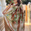 Gratifying Mehndi Soft Banarasi Silk Saree With Scrupulous Blouse Piece