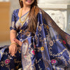 Stunner Navy Blue Soft Banarasi Silk Saree With Comely Blouse Piece
