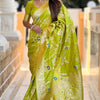 Chatoyant Parrot Soft Banarasi Silk Saree With Fragrant Blouse Piece