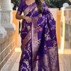 Demesne Purple Soft Banarasi Silk Saree With Palimpsest Blouse Piece