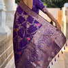 Demesne Purple Soft Banarasi Silk Saree With Palimpsest Blouse Piece