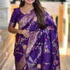 Demesne Purple Soft Banarasi Silk Saree With Palimpsest Blouse Piece