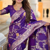 Demesne Purple Soft Banarasi Silk Saree With Palimpsest Blouse Piece