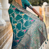 Denouement Rama Soft Banarasi Silk Saree With Fragrant Blouse Piece