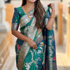 Denouement Rama Soft Banarasi Silk Saree With Fragrant Blouse Piece