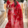 Incredible Red Soft Banarasi Silk Saree With Alluring Blouse Piece