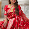 Incredible Red Soft Banarasi Silk Saree With Alluring Blouse Piece
