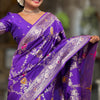 Proficient Royal Purple Soft Banarasi Silk Saree With Enigmatic Blouse Piece