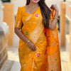 Nectarous Yellow Soft Banarasi Silk Saree With Seraphic Blouse Piece