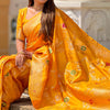 Nectarous Yellow Soft Banarasi Silk Saree With Seraphic Blouse Piece