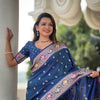 Desuetude Blue Soft Banarasi Silk Saree With Evocative Blouse Piece