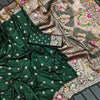 Gossamer Dark Green Soft Banarasi Silk Saree With Lagniappe Blouse Piece