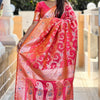 Bucolic Red Soft Banarasi Silk Saree With Conflate Blouse Piece