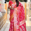 Bucolic Red Soft Banarasi Silk Saree With Conflate Blouse Piece