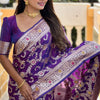 Evocative Royal Purple Soft Banarasi Silk Saree With Moiety Blouse Piece