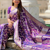 Evocative Royal Purple Soft Banarasi Silk Saree With Moiety Blouse Piece