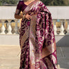 Surreptitious Wine Soft Banarasi Silk Saree With Engaging Blouse Piece