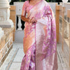 Wonderful Baby Pink Soft Banarasi Silk Saree With Attractive Blouse Piece