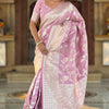 Wonderful Baby Pink Soft Banarasi Silk Saree With Attractive Blouse Piece