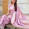 Wonderful Baby Pink Soft Banarasi Silk Saree With Attractive Blouse Piece