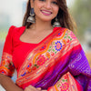 Exuberant Purple Paithani Silk Saree With Tremendous Blouse Piece
