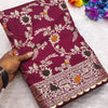 Alluring Wine Soft Banarasi Silk Saree With Gratifying Blouse Piece