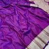 Pretty Purple Soft Banarasi Silk Saree With Ethnic Blouse Piece