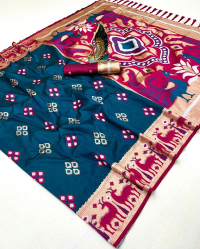 Skinny Rama Soft Banarasi Ikkat Saree With Engaging Blouse Piece