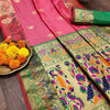 Tempting Pink Paithani Silk Saree With Felicitous Blouse Piece