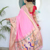 Energetic Baby Pink Paithani Silk Saree With Unique Blouse Piece
