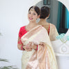 Sizzling Beige Paithani Silk Saree With Girlish Blouse Piece