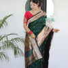 Breathtaking Dark Green Paithani Silk Saree With Majesty Blouse Piece