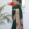 Breathtaking Dark Green Paithani Silk Saree With Majesty Blouse Piece