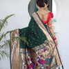 Breathtaking Dark Green Paithani Silk Saree With Majesty Blouse Piece